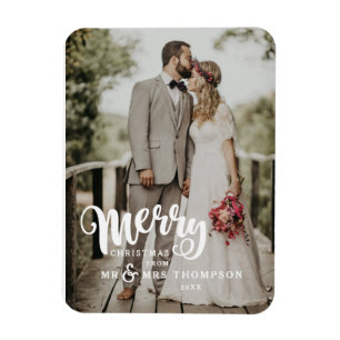 Merry Christmas Wedding Photo Christmas Magnet