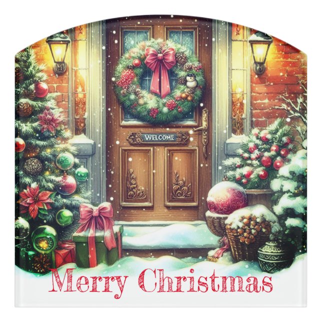 Merry Christmas Welcome Door Sign (Contour Front)