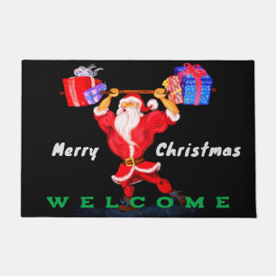 Merry Christmas Welcome Doormat Santa with Gifts