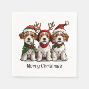 Merry Christmas Welsh Wire Fox Terrier Dogs Napkins