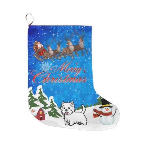 Merry Christmas West Highland Terrier Large Christmas Stocking