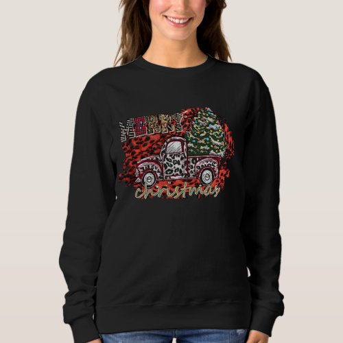 Merry Christmas Western Leopard Truck Christmas Tr Sweatshirt