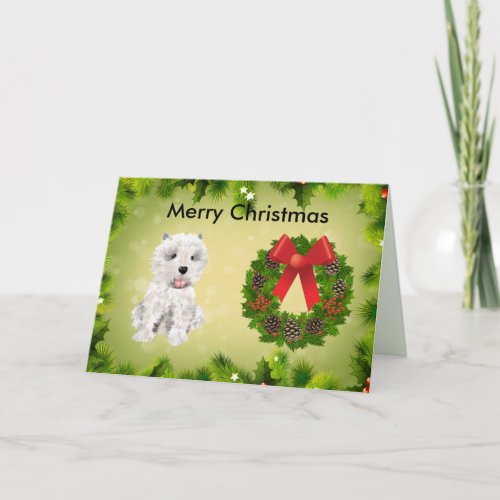 Merry Christmas westie card A