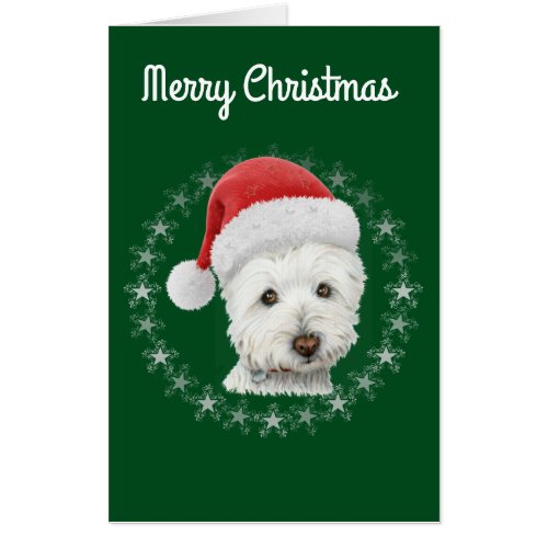 Merry Christmas Westie Dog Art Greeting Card