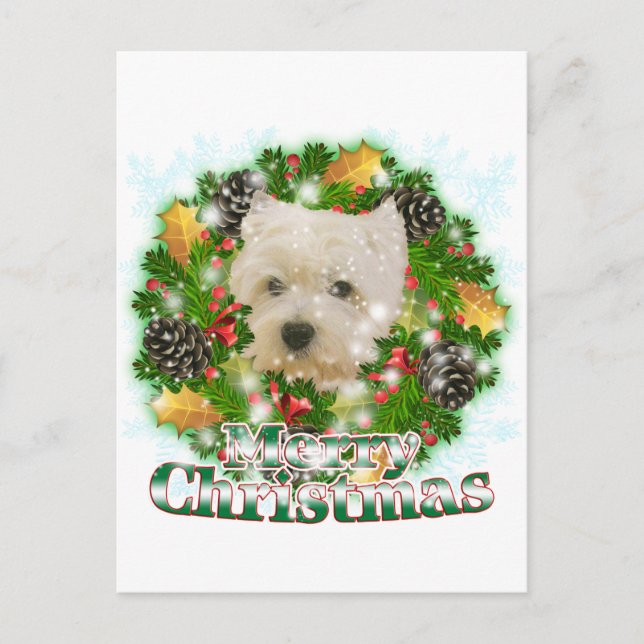 Merry Christmas Westie Holiday Postcard (Front)
