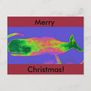 Merry Christmas whale postcard