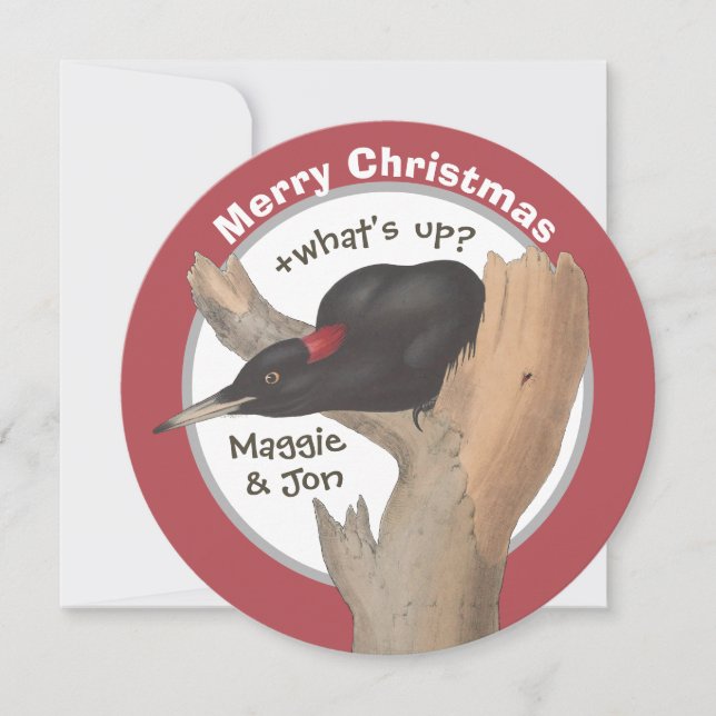 Merry Christmas +what's up? Woodpecker CC1043 Card (Front)
