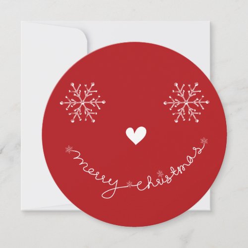 Merry Christmas Whimsical Funny Smiley Face Photo Holiday Card