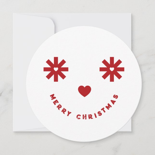 Merry Christmas Whimsical Funny Smiley Face Photo Holiday Card (Front)