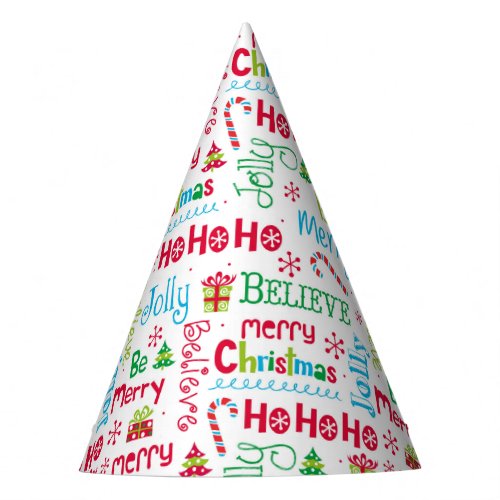 Merry Christmas Whimsical Modern Jolly Typography Party Hat