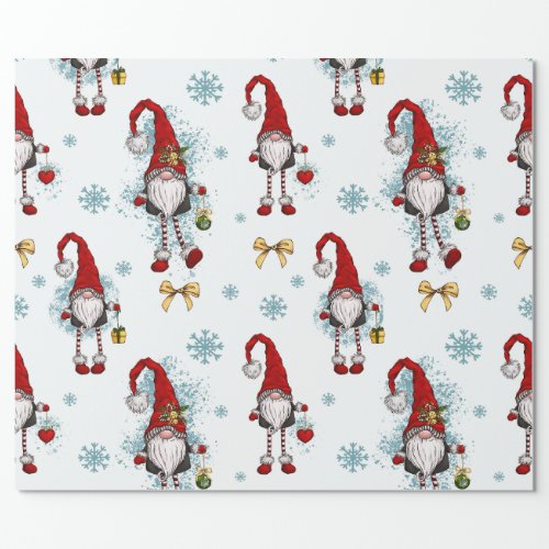 Merry ChristmasWhimsical Red Gnomes   Wrapping Paper
