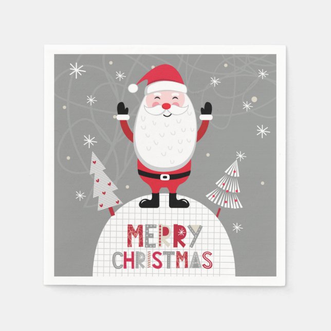Merry Christmas Whimsical Santa Napkins (Front)