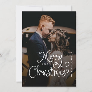 Merry Christmas Whimsical Script  Custom Photo  Holiday Card