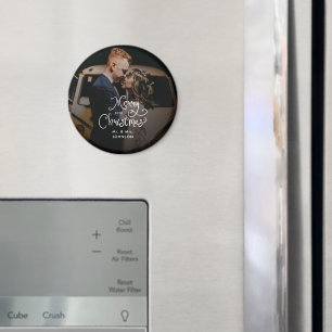 Merry Christmas Whimsical Script  Custom Photo  Magnet