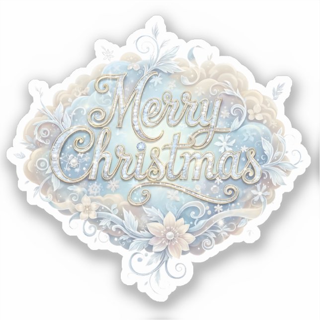 Merry Christmas Whimsical Typography Sticker (Front)