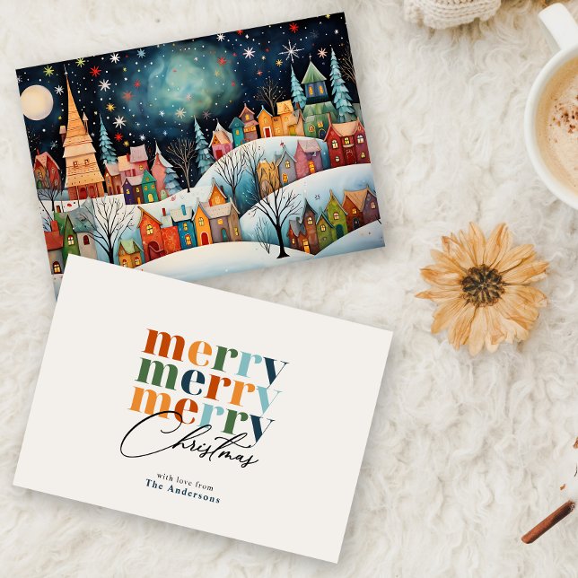 Merry Christmas Whimsical Winter Village Holiday Card (Creator Uploaded)