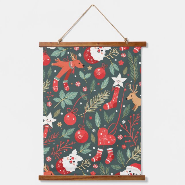 Merry Christmas Whimsy Hanging Tapestry (Front)