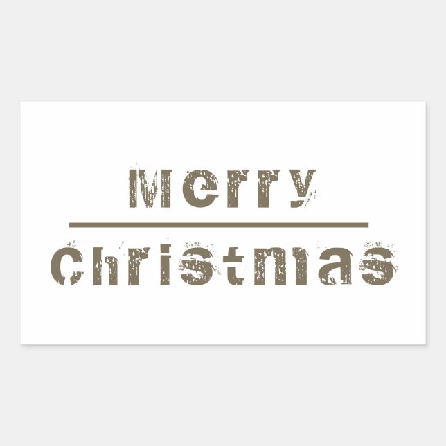 Merry Christmas White and Gray Holiday Rectangular Sticker (Front)
