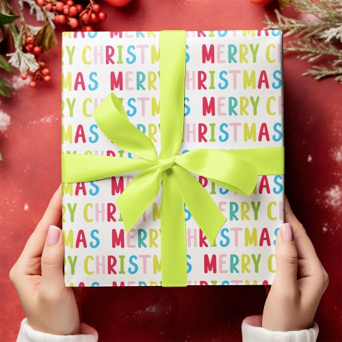 Merry Christmas White Background Wrapping Paper