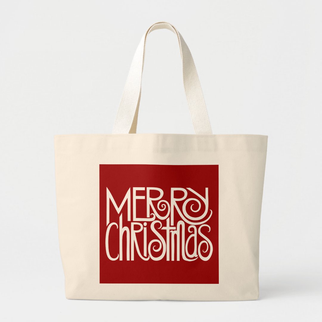 Merry Christmas White Bag | Zazzle