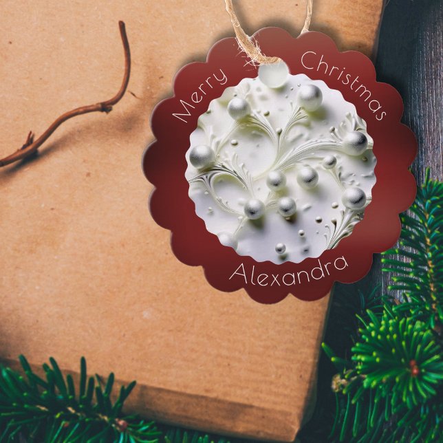 Merry Christmas white baubles decor gift tag (Creator Uploaded)