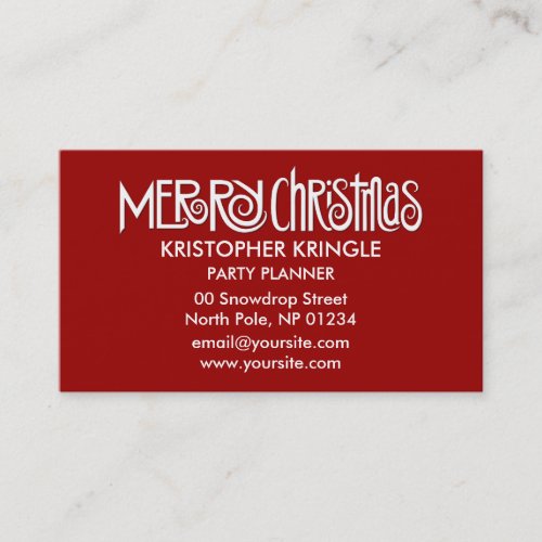 Merry Christmas white Business Card