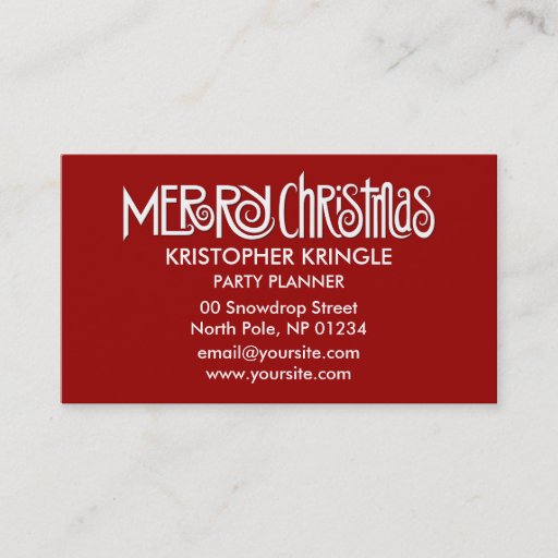 Customizable Merry Christmas white Business Card
