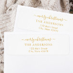 Merry Christmas White Gold Return Address Label<br><div class="desc">Elegant white gold return address labels for Christmas cards.</div>