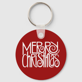 Merry Christmas White Keychain
