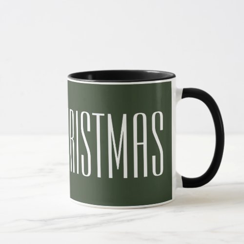 Merry Christmas _ white on hunter green Mug