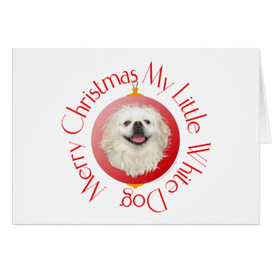 Merry Christmas White Pekingese (Front Horizontal)