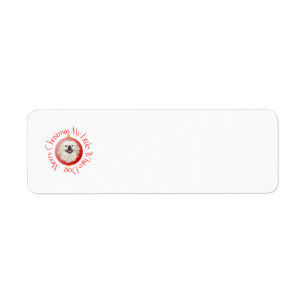 Merry Christmas White Pekingese Label