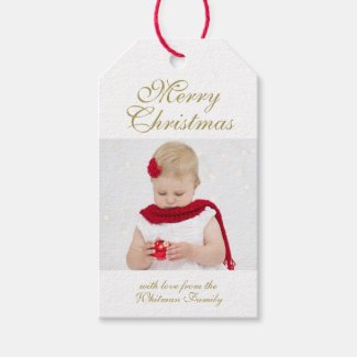 Merry Christmas White Photo Gift Tags