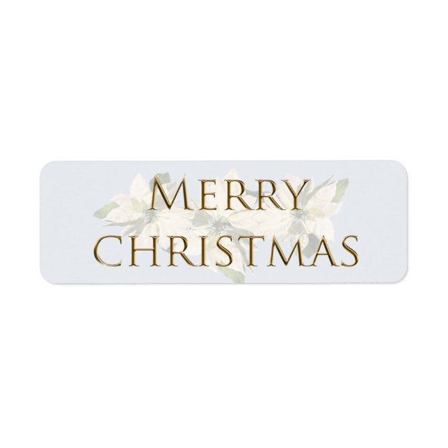 Merry Christmas White Poinsettia Envelope Sticker (Front)