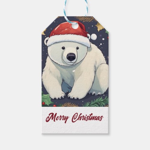 Merry Christmas White Polar Bear  Gift Tags