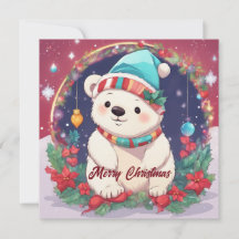 Merry Christmas White Polar Bear