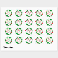 Christmas Envelope Sealer Classic Round Sticker, Zazzle