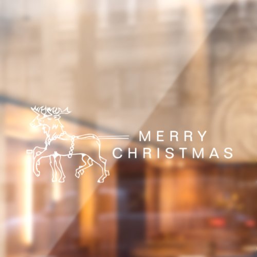 Merry Christmas White Reindeer Modern Elegant Window Cling