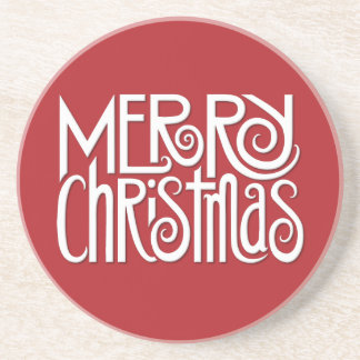 Merry Christmas White Round Coaster
