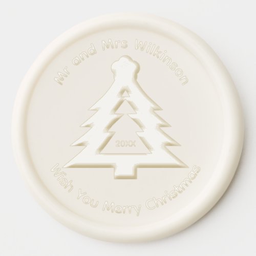 Merry Christmas White Seal with Names  Wax Seal Sticker