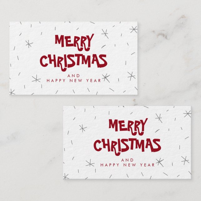 Merry Christmas White Snow Mini Gift Card (Front/Back)