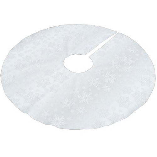 Merry Christmas White Snowflake Satin Brushed Polyester Tree Skirt