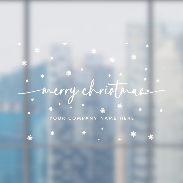 Merry Christmas White Snowflakes Business Welcome  Window Cling (Creator Uploaded)