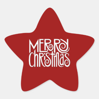 Merry Christmas white Star Sticker