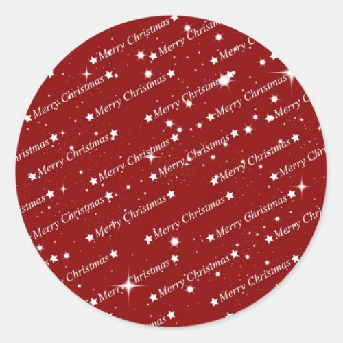 Merry Christmas white text on red Classic Round Sticker