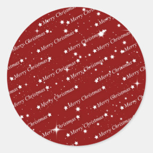 Merry Christmas white text on red Classic Round Sticker