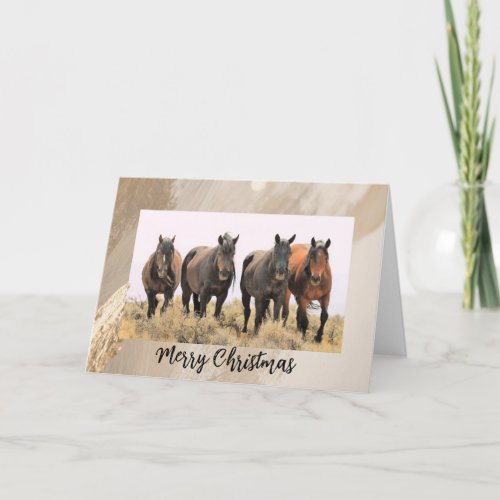 Merry Christmas Wild Horses Holiday Card