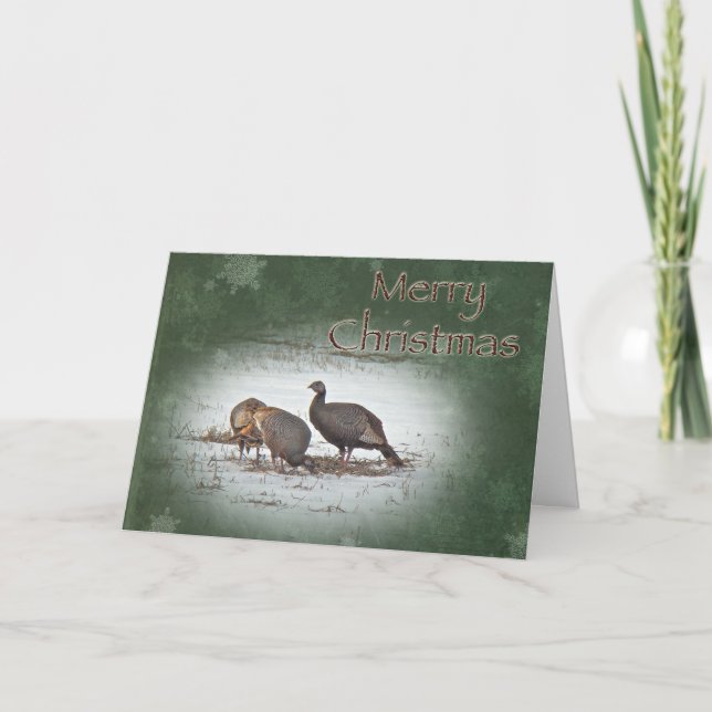 Merry Christmas Wild Turkey Holiday Card (Front)