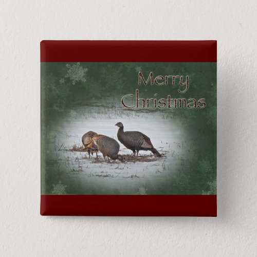 Merry Christmas Wild Turkey Pinback Button