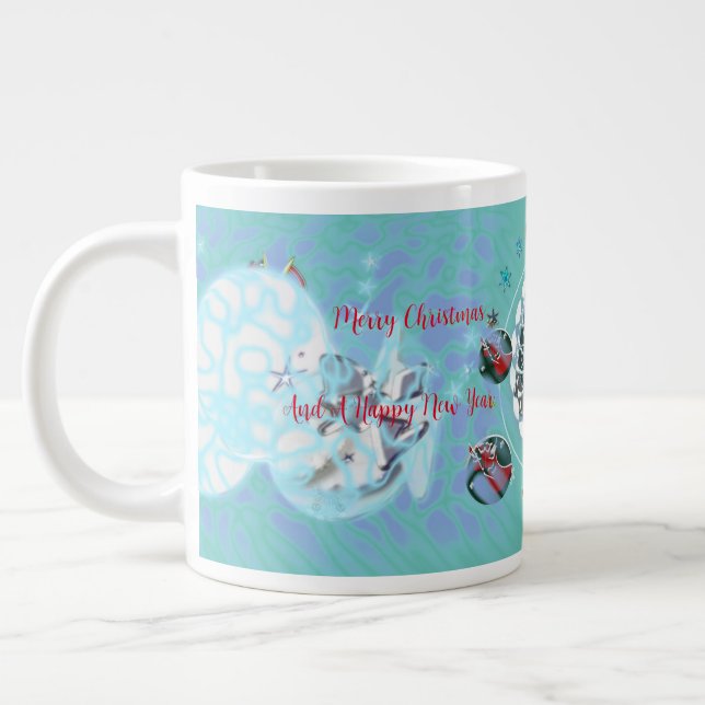 Merry Christmas Wind Santa Claus Sock Giant Coffee Mug (Left)